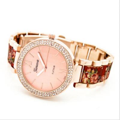 China Vogue Diamond Geneva Flower Watch Pink /  Girl Wristwatches Rrelogio 2015 for sale