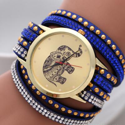 China Retro Long Strap Elephant Geneva Bracelet Watches Floral With Crystal Face for sale