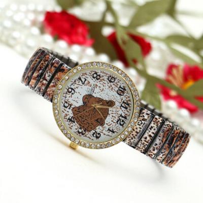 China Alloy Diamond G Flower Geneva Quartz Japan Movt Watch Flower With 23cm Strap for sale