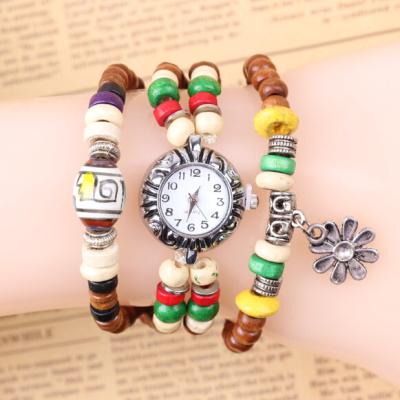 China Diy Beaded Bracelet Women Watch Quartz Movement With Adjustable Strap for sale