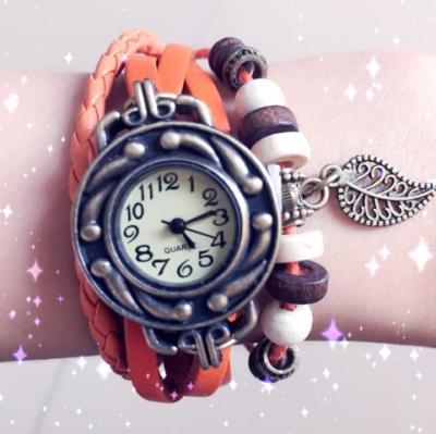 China Ladies Bracelet Quartz Wrist Watches 21cm Length , Women Leather Bracelet Watch for sale