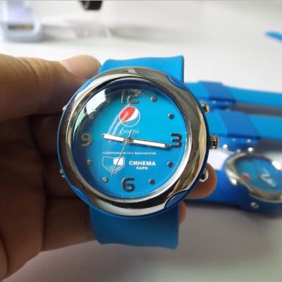 China Custom Logo Blue Snap Silicone Slap Watch Removeable Watch Face for sale