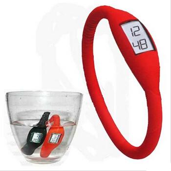 China Waterproof Rubber Silicone Ion Sport Watch , 17CM Pedometer Bracelet Wrist Watch for sale