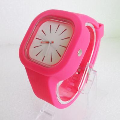 China Pink Women Candy Jelly Wrist Watches , Silicone Japan Movt Quartz Wristwatch for sale