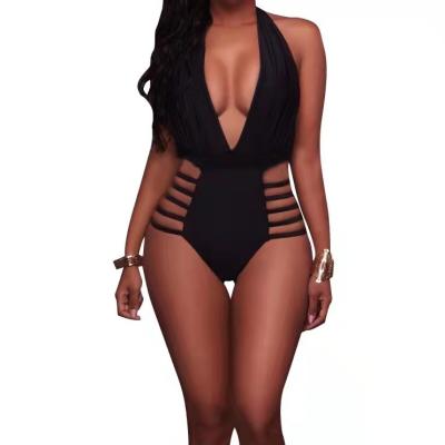 China Wholesale Breathable Beach Bikini High Neck Lace Hollow Out Backless Triangle Women One Piece Swimsuit for sale