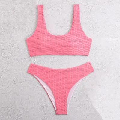 China New Style Sexy Gorgeous Color Women's High Waist Two Piece Swimsuit Breathable Vest Bikini And Long Legs Bikini for sale