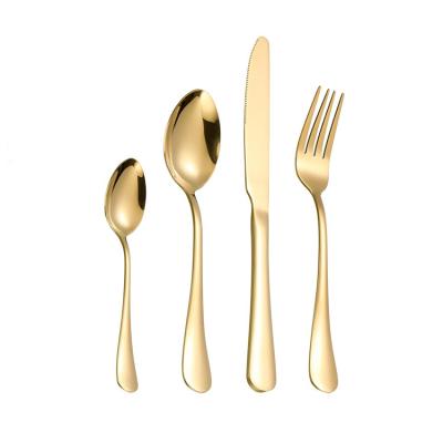 China Viable Wholesale Flatware Spoon And Forks Knives Stainless Steel Cutlery Set Black Gold 24pcs Cutlery Set for sale