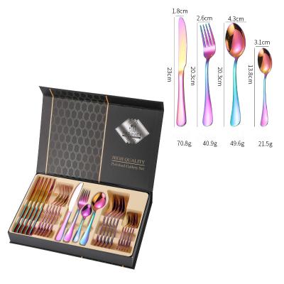 China Gold Disposable Cutlery Set Silverware Gift Set, 24-Piece Stainless Steel Gold Flatware Set, Kitchen Utensils Knife Fork Spoon Flatware Set for sale