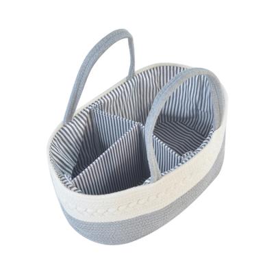 China High Quality PACKING BAG New Cotton Laundry Diaper Baby Stroller Rope Woven Organizer Carry Storage Basket for sale