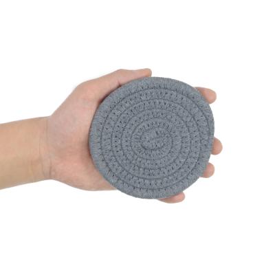 China Sustainable Handmade Braided Cotton Rope Absorbent Heat Resistant Coasters Braided Woven Drink Coaster for sale