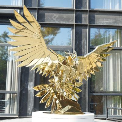 China Falcon Stainless Steel Hawk Sculpture With Gold Plating Surface for sale