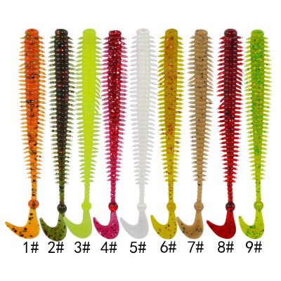 China PVC Fishing Lures 1.4g/9cm Soft Worm Saltwater Coiled Tail Soft Groundbaits Soft Lure Seaworm Silicone for sale