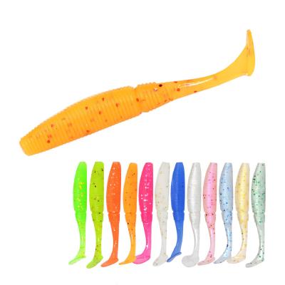 China PVC Soft Baits 75mm T-tail 3.2g Luminous Bait Saltwater Fishing Lures PVC Soft Glow Fishing Lure for sale