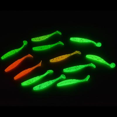 China PVC Soft Baits 75mm T-tail 3.2g Luminous Bait Saltwater Fishing Lures PVC Soft Glow Fishing Lure for sale