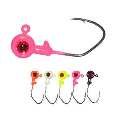 China Texas Rig Jig Fishhook Spinner Jig 1.3g 3d Eyes Lead Hook Round Head Jig Fishing for sale