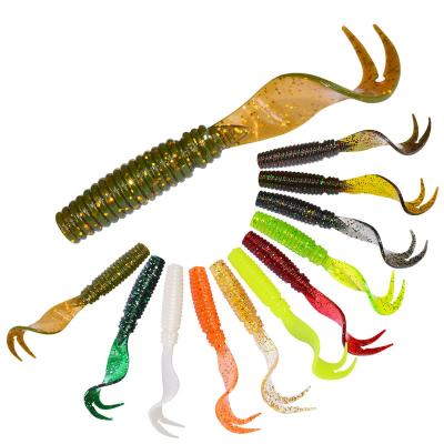 China Wholesale Soft Loop 7.5cm/3.3g Soft Plastic Tail PVC Groundbaits Fishing Lures Artificial Soft Worm Lure for sale