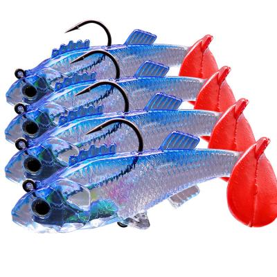 China Soft Paddle 8cm 16g 3d Rubber Tail Lead Fish Eyes Plastic Fishing Lure Artificial Lure for sale