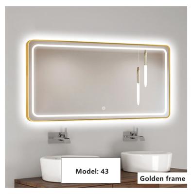 China 2021 Modern Trending Waterproof Dimmer LED Bathroom Mirrors Rectangle Customized Products Sensor Touch Fog Lights for sale