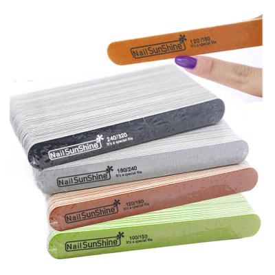 China Eco-friendly Disposable Colored Thin Wooden Professional Nail File Emery Board Manicure Tool for sale