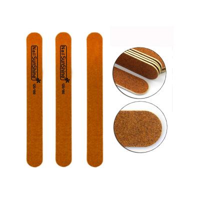 China Beauty nail salon factory direct stain wholesale brown wood straight round nail file 120/180 accept custom for sale