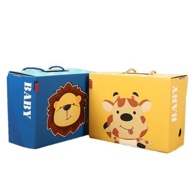 China Cute Cartoon Children's Handmade Shoe Box Folding Toy Gift Box Baby Portable Storage Packing Cardboard Color Box for sale