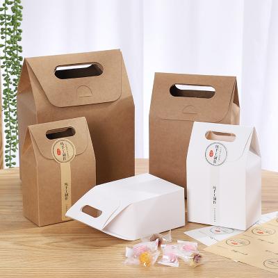 China Quality Recyclable White Card Cowhide Handheld Paper Bag Baking Special Packaging Box Nougat Cookie Box Direct Sales for sale