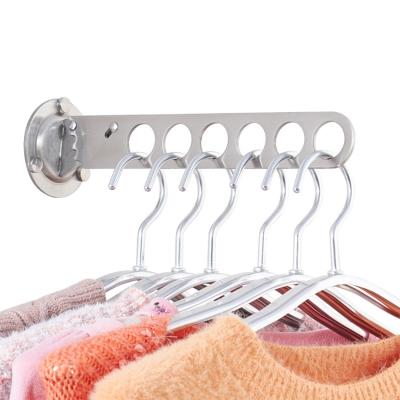 China Foldable Multifunctional Wall Mounted Storage Racks Folding Stainless Steel Hanger Multi Holes Hanger For Wardrobe for sale