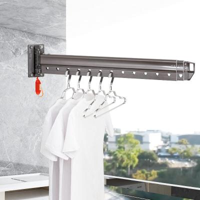 China Eco-Friendly Lengthen Hanging Clothes Drying Rack Rack Aluminum Alloy Expandable Wall Mounted Retractable Drying Clothes Rack Wall Rack for sale