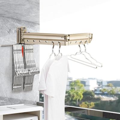 China Eco-friendly Retractable Indoor Wall Mounted Wall Mounted Retractable Wall Mounted Silver Coat Hanger Rack Strong Load Bearing Metal Clothing Rack for sale