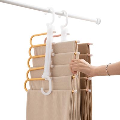 China Multifunctional Gold Metal Trouser Hanger 5 Rows Folding Foldable Scarf Hangers For Trousers for sale