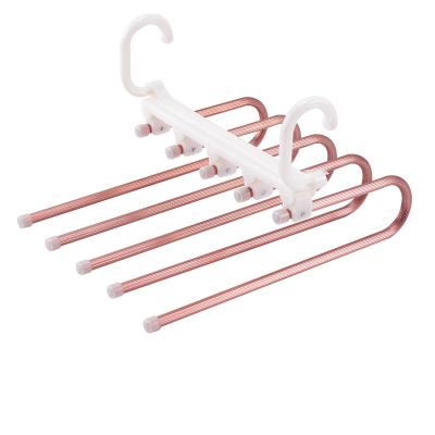 China Adjustable Fancy Multi Purpose Hanger 5 Layer Adjustable Metal Hanger For Wardrobe for sale