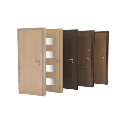 China Modern composite wood toilet door with wood grain profile and double glass doors for sale