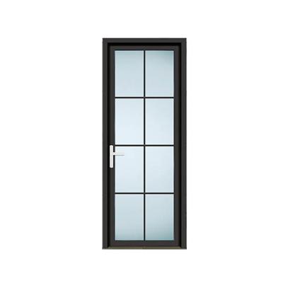 China Modern Interior Black Aluminum Frame Toilet Door Swing Bathroom Door Glass /bathroom door for sale