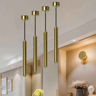 Cina Golden Long Tubular Ceiling Cob Pendant Light For Living Room Bedside 10W in vendita