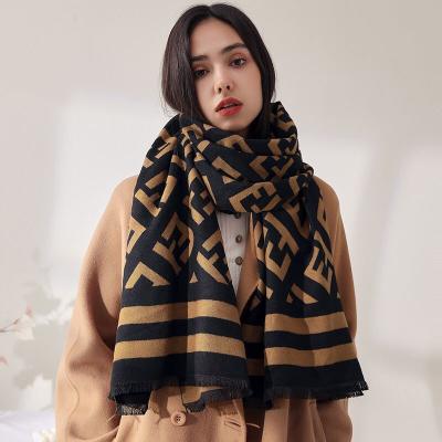 China Acrylic Double Sided Cashmere Acrylic Fiber Scarf For Women New Autumn And Winter Scarf Fashion Printing Shawls For Women for sale