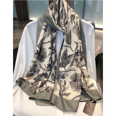 China Silk Peony Printing Silk Scarf For Women Spring And Autumn Scarves Fashion Shawl for sale