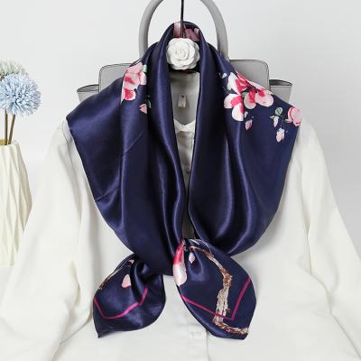 China Shortly 90cm Square Scarf Spring And Autumn Printing Silk Scarf For Women Fashion Thin Shawls For Women for sale