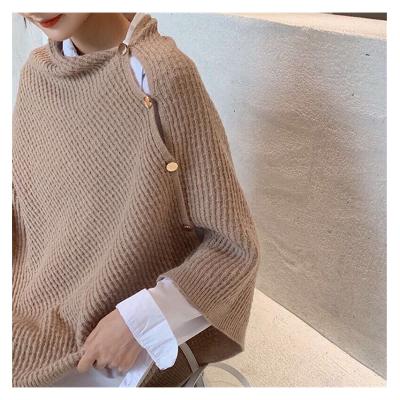 China Other Scarves & soft shawls autumn winter cashmere scarf metal knitted button sweater cap cape for sale