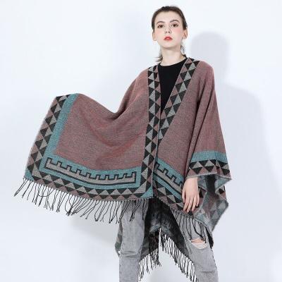 China Acrylic shawls for women spring and autumn fashion coat cardigan women's loose coat big to keep warm poncho for sale