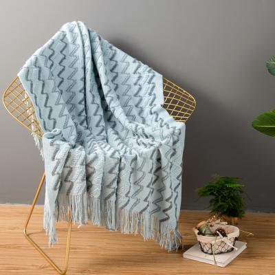 China New Summer Office Anti-Static And Air Conditioning Tassel Spring Blanket Knitting Cover Blanket for sale