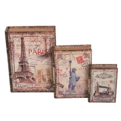 China Handmade Fairy Tales Design Wooden Book Shaped Box With Castle Pattern for sale