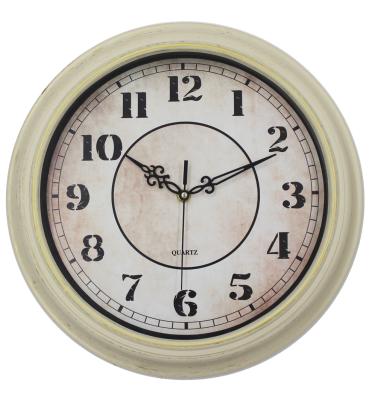 China Class 12 inch wholesale wooden design rustic plastic wall clock for sale