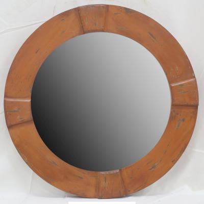 China Dropshipping Agent Scandinavian Natural Wooden Wall Decoration Transitional Moon Shaped Mirror for sale