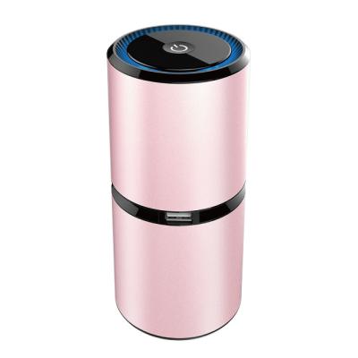 China Aluminum Alloy Material Portable Travel Usb Clean Air Car Purifier With 3 Layer Purification for sale