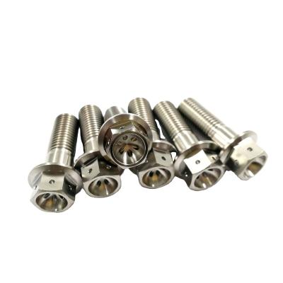 China Motorcycle Parts Grade 5 6AL4V M10x1.25x25mm 30mm 40mm Titanium Hex Flange Drilled Pack Bolts For Motorcycle Accessories for sale