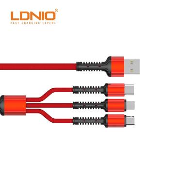 China Fast Charging Speed ​​LDNIO 3 in 1 Wire Cable Charger Design Anti-Rush Phone Cable 3A Compatible Charging Data Cable Widely for sale