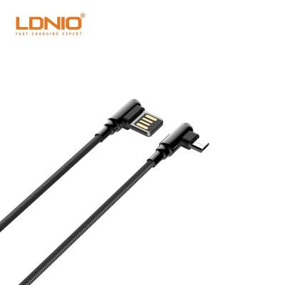 China High Speed ​​Data Charging LDNIO Android Mobile Data Cable Current Accessories 90 Degree 2.4A Fast Charging Micro iPhone Type C for sale