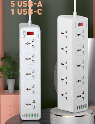 China LDNIO SC10610 10A 110V Universal Residential/General Purpose Power Strip Surge Protector with 10 Outlets Long Power Strip Universal for sale