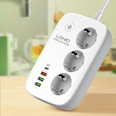 China Residential/General Purpose PD+1QC 3.0+2 EU Plug Power LDNIO SEW3452 WIFI Smart Strip 3 Outlets+1 High Output Auto-ID Power Socket Switches Extension for sale