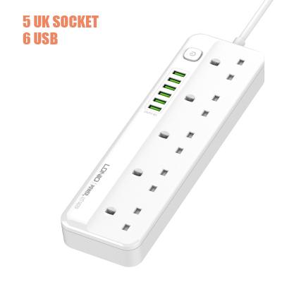 China Tower Power Strip LDNIO SK5691 Extension Sockets Smart Home Power Strip UK 5 Outlet Desktop Sockets With 6 USB Smart Power Socket for sale